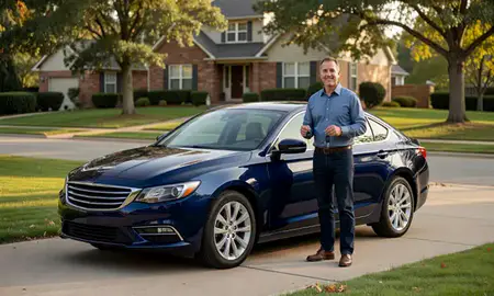 Car delivered to a driveway in Bloomington, Indiana, United States