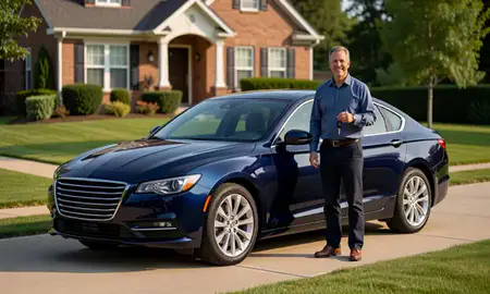 Car delivered to a driveway in Carmel, Indiana, United States