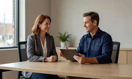 Customer discussing car shipping options in Elkhart, Indiana, United States