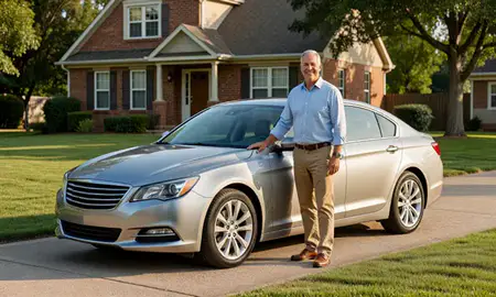 Customer with their delivered car in Evansville, Indiana, United States