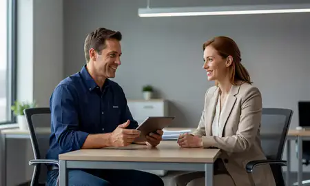Customer discussing car shipping options in Evansville, Indiana, United States