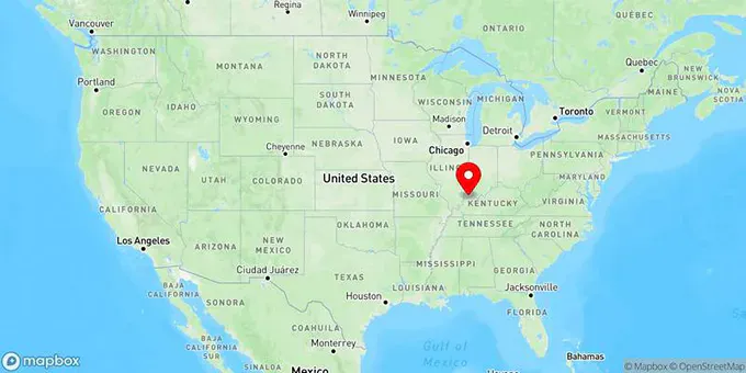 Map of Evansville, Indiana, United States