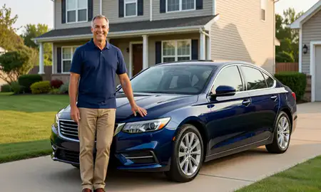 Customer with their delivered car in Fishers, Indiana, United States