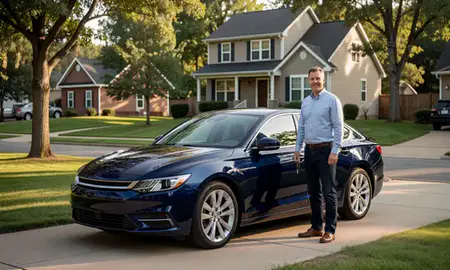 Car delivered to a driveway in Fishers, Indiana, United States