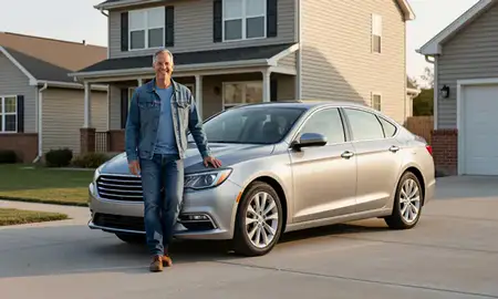 Customer with their delivered car in Fort Wayne, Indiana, United States