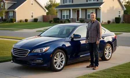 Car delivered to a driveway in Fort Wayne, Indiana, United States
