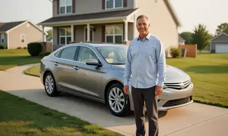 Car delivered to a driveway in Goshen, Indiana, United States
