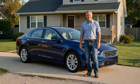 Car delivered to a driveway in Hammond, Indiana, United States