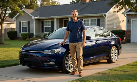 Customer with their delivered car in Indianapolis, Indiana, United States