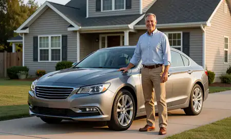 Customer with their delivered car in Jeffersonville, Indiana, United States