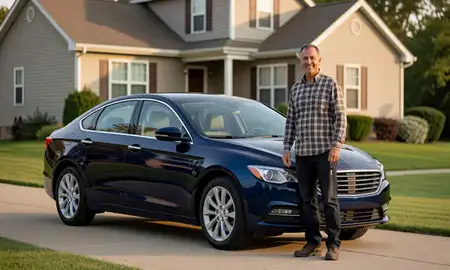 Car delivered to a driveway in Jeffersonville, Indiana, United States