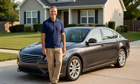 Customer with their delivered car in Kokomo, Indiana, United States