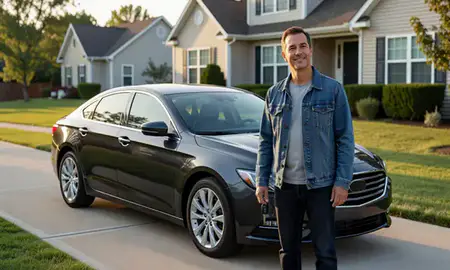 Car delivered to a driveway in Kokomo, Indiana, United States