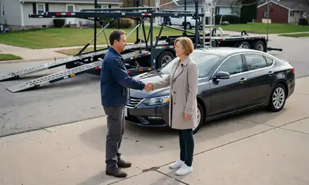 Vehicle owner beside their delivered car in Kokomo, Indiana, United States