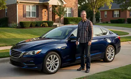 Car delivered to a driveway in Lafayette, Indiana, United States