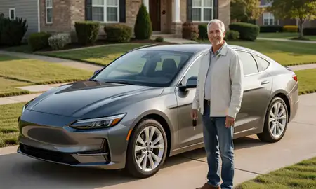 Car delivered to a driveway in Lawrence, Indiana, United States