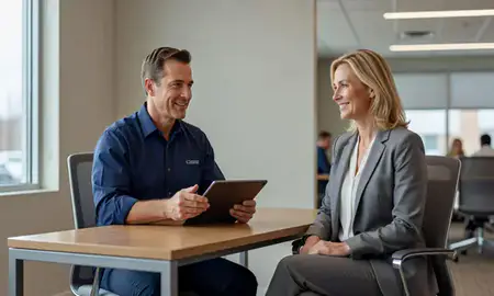 Customer discussing car shipping options in Merrillville, Indiana, United States