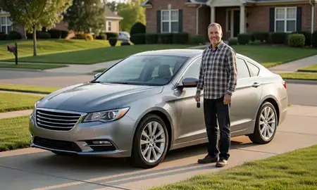 Car delivered to a driveway in Michigan City, Indiana, United States