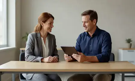 Customer discussing car shipping options in Michigan City, Indiana, United States