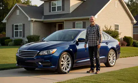Car delivered to a driveway in Mishawaka, Indiana, United States