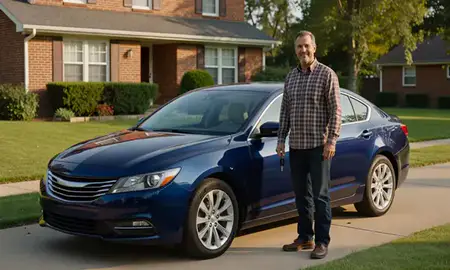 Car delivered to a driveway in Muncie, Indiana, United States
