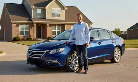 Customer with their delivered car in New Albany, Indiana, United States