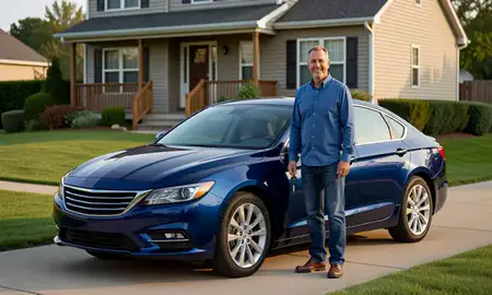 Car delivered to a driveway in New Albany, Indiana, United States