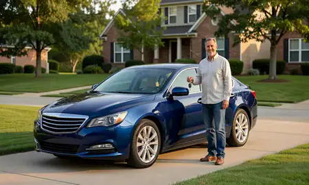 Car delivered to a driveway in Noblesville, Indiana, United States