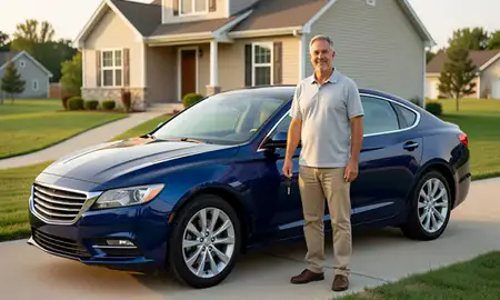 Car delivered to a driveway in Plainfield, Indiana, United States