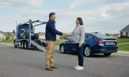 Vehicle owner beside their delivered car in Plainfield, Indiana, United States