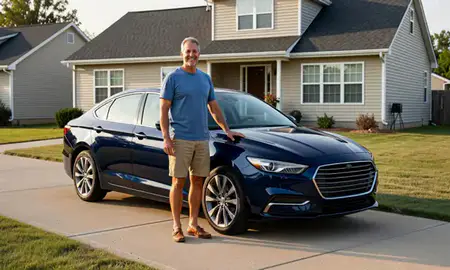 Customer with their delivered car in Portage, Indiana, United States