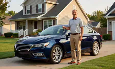Car delivered to a driveway in Portage, Indiana, United States