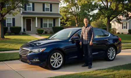 Car delivered to a driveway in Richmond, Indiana, United States