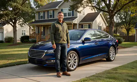 Customer with their delivered car in South Bend, Indiana, United States