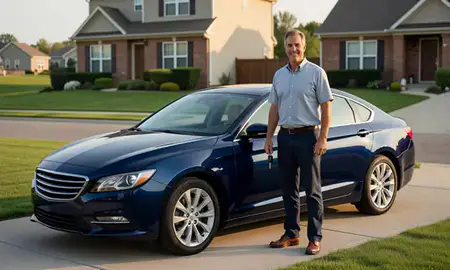 Car delivered to a driveway in South Bend, Indiana, United States