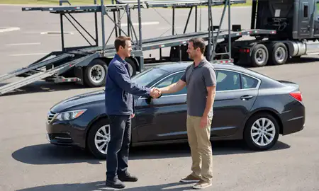 Vehicle owner beside their delivered car in South Bend, Indiana, United States