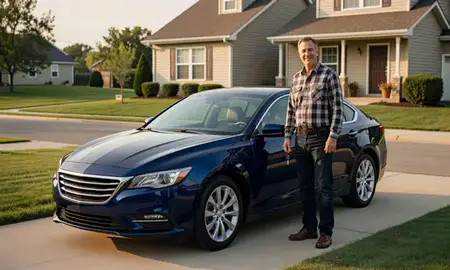 Car delivered to a driveway in Terre Haute, Indiana, United States