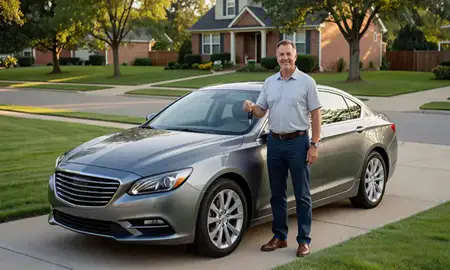 Car delivered to a driveway in West Lafayette, Indiana, United States