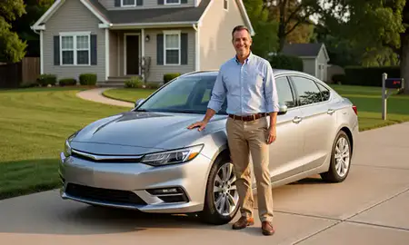 Customer with their delivered car in Westfield, Indiana, United States