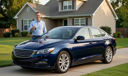 Car delivered to a driveway in Westfield, Indiana, United States