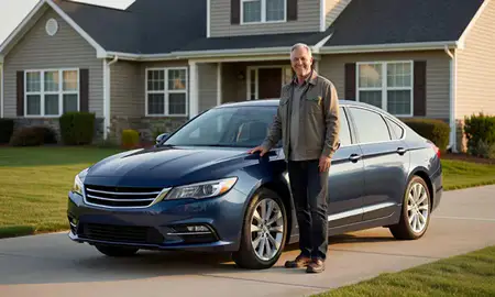 Customer with their delivered car in Altoona, Iowa, United States