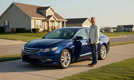 Car delivered to a driveway in Altoona, Iowa, United States
