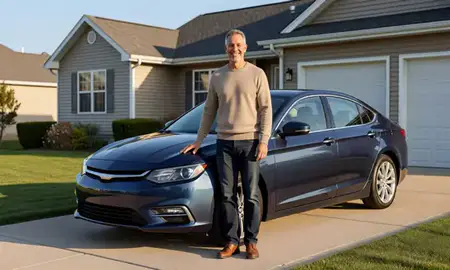 Customer with their delivered car in Ames, Iowa, United States