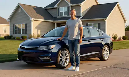 Customer with their delivered car in Ankeny, Iowa, United States