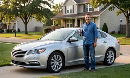 Car delivered to a driveway in Ankeny, Iowa, United States