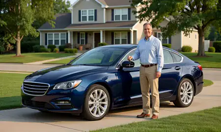 Car delivered to a driveway in Bettendorf, Iowa, United States