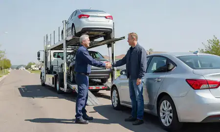 Vehicle owner beside their delivered car in Bettendorf, Iowa, United States