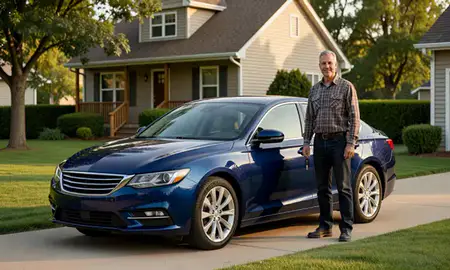 Car delivered to a driveway in Burlington, Iowa, United States