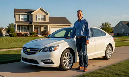 Customer with their delivered car in Cedar Falls, Iowa, United States