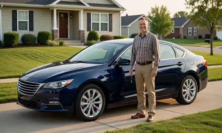 Car delivered to a driveway in Cedar Rapids, Iowa, United States